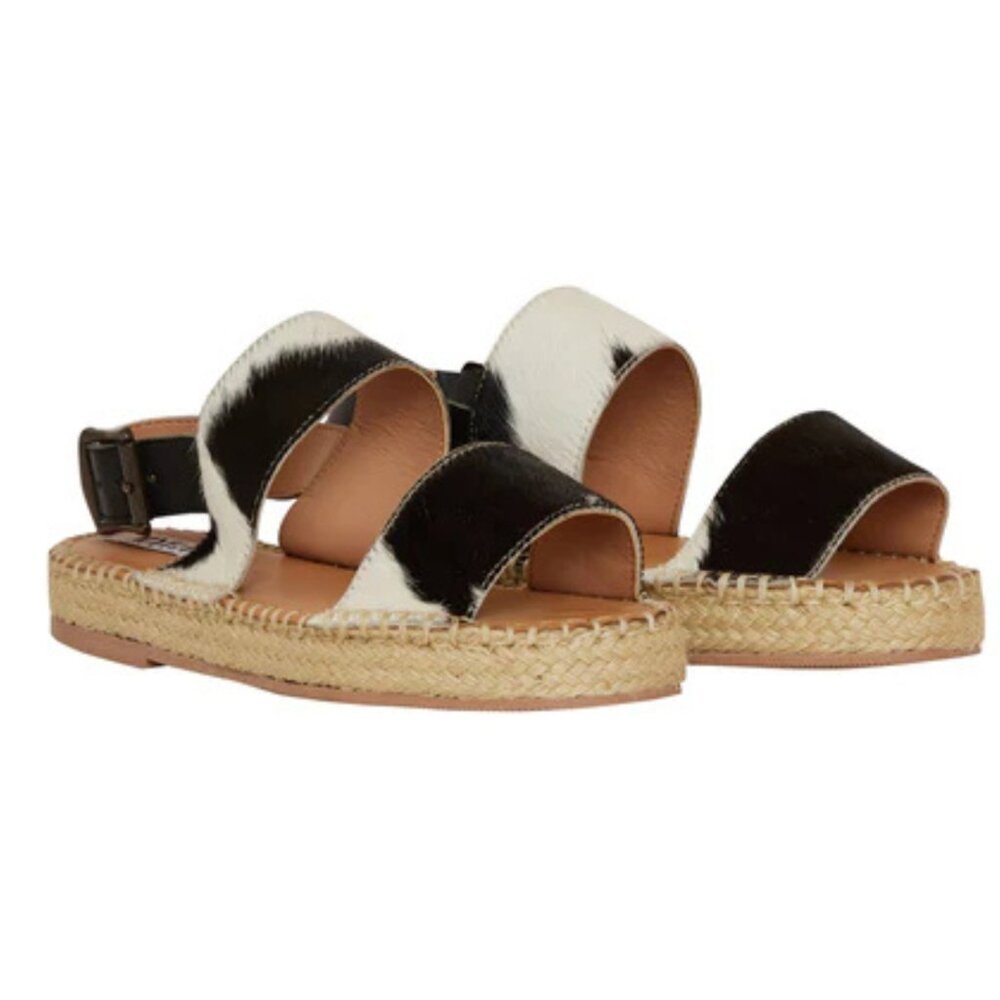 MYRA‎ BAG Mignon Espadrille Hair-On Black & White Western Sandals 6-10 NWT